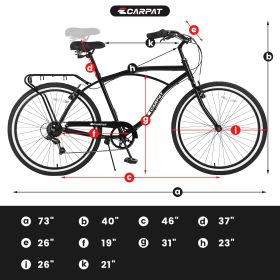 S26205 Adult Beach Cruiser Bike,7 Speed Bicycles