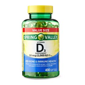 Spring Valley Vitamin D3 Supplement Softgels