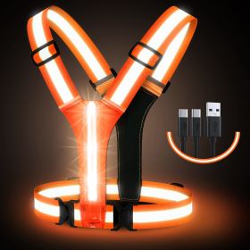 Led Light Up Running Vest Reflective For Walking At Night (Color: orange)