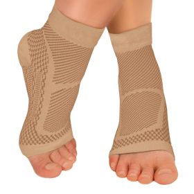 Compression Sports Ankle Brace; Heel Protector For Pain Relief (Color: Skin Tone, size: S-M)