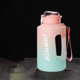 Sports Water Jug With Time Markers; Gradient Color Fitness (Color: Pink/green, size: 2300ml)