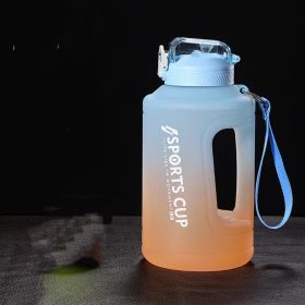 Sports Water Jug With Time Markers; Gradient Color Fitness (Color: Blue/orange, size: 1500ml)