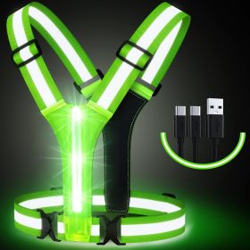 Led Light Up Running Vest Reflective For Walking At Night (Color: Green)