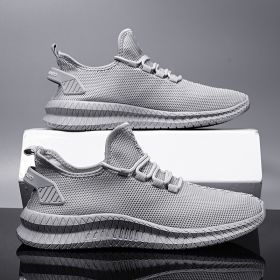 Breathable Cozy White Sneaker Mesh Men Casual Shoes (Color: Gray, size: 45)