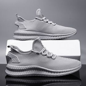 Breathable Cozy White Sneaker Mesh Men Casual Shoes (Color: Gray, size: 44)