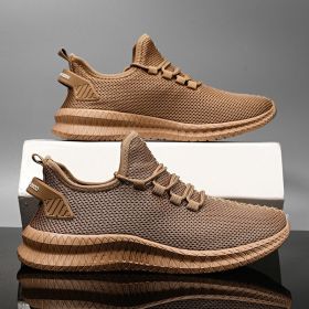 Breathable Cozy White Sneaker Mesh Men Casual Shoes (Color: Brown, size: 39)