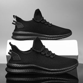 Breathable Cozy White Sneaker Mesh Men Casual Shoes (Color: Black, size: 41)