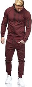 Men's 2 Running Casual Sports Hooded Pants Sweatsuits (Color: army green, size: M)