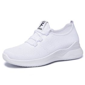 Women Mesh Casual Sport Shoes Breathable Lightweight (Color: White, size: 40)