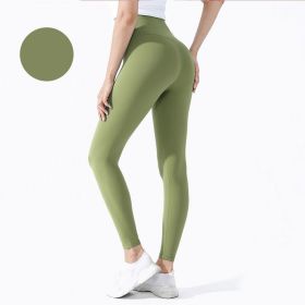 High Waist Leggings Push Up Sport Women Yoga Pants (Color: Style8Avocado Green, size: L)