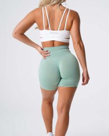 Nvgtn Seamless Pro Shorts Spandex Shorts Woman Fitness (Color: Sage green, size: L)