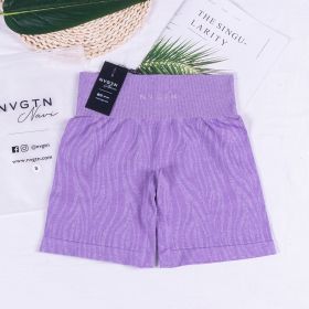 WILD High Waisted Shorts Seamless Outfits Women Workout (Color: Lilac Zebra, size: S Waist 26-27)