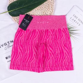 WILD High Waisted Shorts Seamless Outfits Women Workout (Color: Fuchsia Zebra, size: S Waist 26-27)