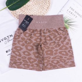 WILD High Waisted Shorts Seamless Outfits Women Workout (Color: Mocha Leopard, size: M Waist 28-29)