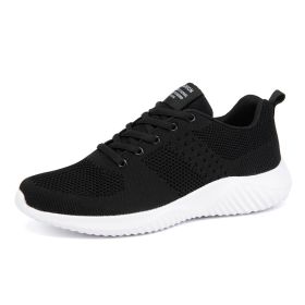 Men Walking Sports Shoes Lightweight Breathable Sneakers (Color: Black, size: 45)