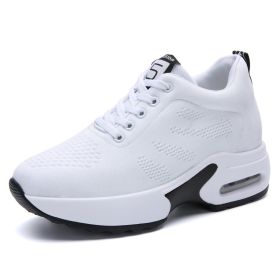 Women High Top Walking Footwear Sports Shoes -Thick Sole (Color: White Women Shoes, size: 35)