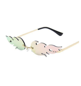 Sunglasses Rimless Wave Glasses Fire Shape Glasses Eyewear (Color: Pink)