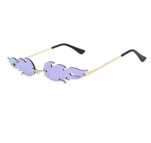 Sunglasses Rimless Wave Glasses Fire Shape Glasses Eyewear (Color: Purple)