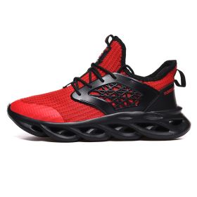 Men Sport Running Shoes Breathable Walking Jogging Sneakers (Color: Black red, size: 44)