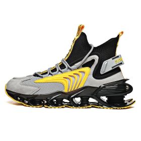 Men Shoes Sneakers Male Tennis Luxury Shoes (Color: black gray yellow, size: 46)