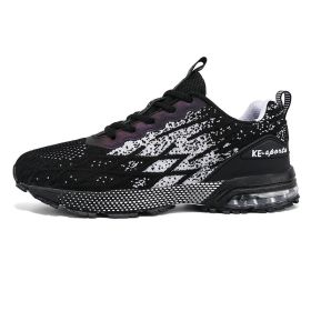 Men Sport Running Shoes Comfortable Outdoor Walking Jogging (Color: black white  9079, size: 46)