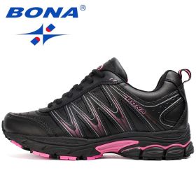 BONA New Hot Style Women Running Shoes Lace Up (Color: Violet Dark Grey, size: 5)