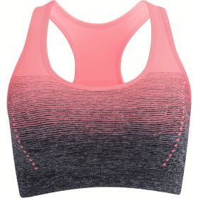 Medium Support Two Tone Racer Back Sports Bra (Color: Pink, size: L(8/10))