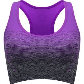 Medium Support Two Tone Racer Back Sports Bra (Color: Purple, size: XL(12))