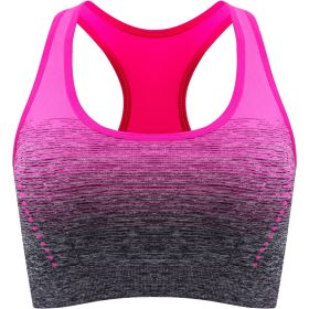 Medium Support Two Tone Racer Back Sports Bra (Color: Rose Red, size: S(4))