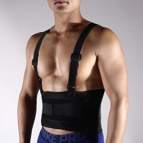 Adjustable Weightlifting Belt with Shoulder Strap Back Braces (size: XL)