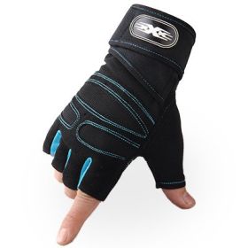 Weight Exercises Lifting Gloves Body Building Training Sport (Color: Sky Blue, size: L)