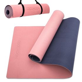 COOLMOON 1/4 Inch Extra Thick Yoga Mat Double-Sided (Color: Pink)