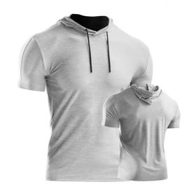 Male Training Shirts Musculation Sportswear (Color: Grey white 2, size: XXXL)