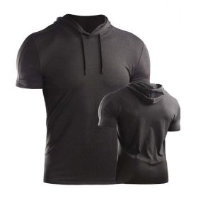 Male Training Shirts Musculation Sportswear (Color: Black grey 2, size: XL)