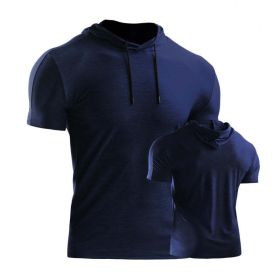 Male Training Shirts Musculation Sportswear (Color: Navy blue 2, size: XL)