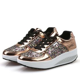 Women Casual Glitter Shoes Mesh Flat Shoes Ladies (Color: Gold, Shoe Size: 39)