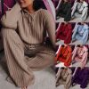 Title Knitted Hoodie Pullover  Women Vintage New Vertical Sweater