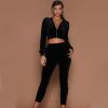 Women Trousers Long Sleeves Solid Zipper Bundle